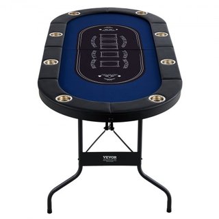 Mesa de Póker Plegable para 8 Jugadores, Mesa de Póker Texas Holdem Blackjack con Rieles Acolchados y Portavasos de Acero Inoxidable, Mesa de Juego de Cartas Plegable y Portátil, Mesa de Ovala de ...