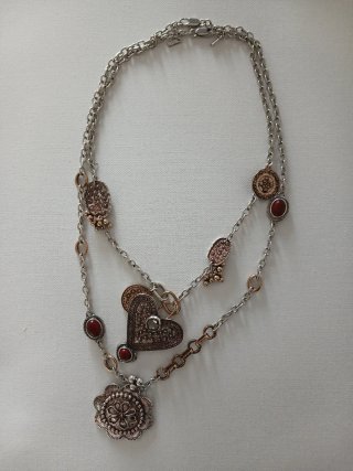 Collar doble Zara corazón y monedas