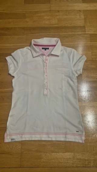 Polo Tommy Hilfiger blanco y rosa