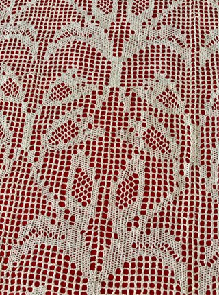 Tovaglia filet vintage 100x94cm tulipani anni ‘60