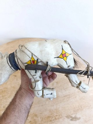 Antigua marioneta tailandés hipopotamo, hecha de m
