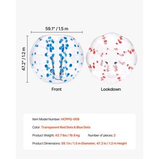 Bolas Inflables de Bumper 2-Pack, Bolas Zorb Sumo de 5FT/1.5M para Adolescentes y Adultos, Bolas de Burbuja Humana de PVC de 0.8mm de Grosor para Juegos de Equipo al Aire Libre, Juguetes Bumper Bo...