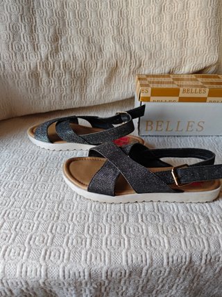 Sandalias Plataforma Mujer 38 plateadas cruzadas