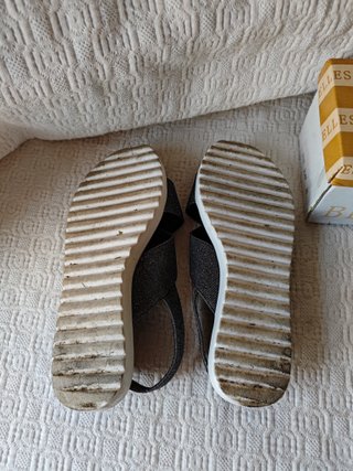 Sandalias Plataforma Mujer 38 plateadas cruzadas