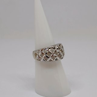 Sortija Oro Blanco 18k Ancha Reja