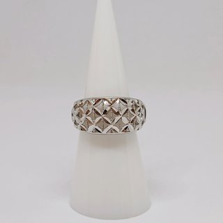 Sortija Oro Blanco 18k Ancha Reja