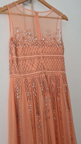 Vestido de fiesta mujer rosa y plata