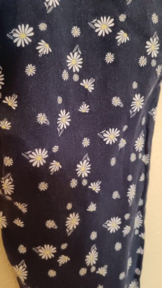 Pantalón Niña Azul Marino y Estampado Margaritas