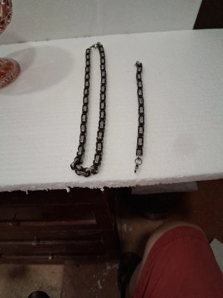 Cadena y pulsera caballero acero 29c.de largo 21