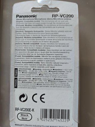 Micrófono Panasonic RP-VC200 Estéreo ECM