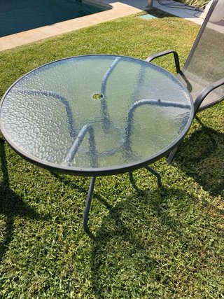 Mesa y 2 Sillas Jardín Cristal y Metal
