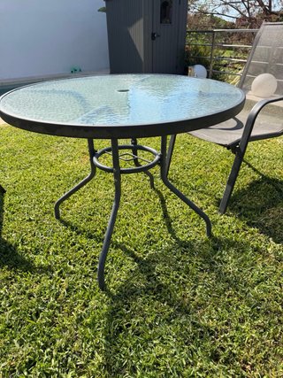 Mesa y 2 Sillas Jardín Cristal y Metal