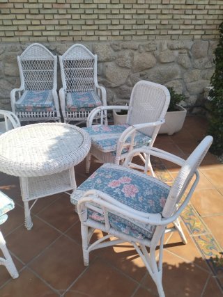 Conjunto Terraza Mimbre Mesa y 6 sillas
