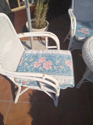 Conjunto Terraza Mimbre Mesa y 6 sillas