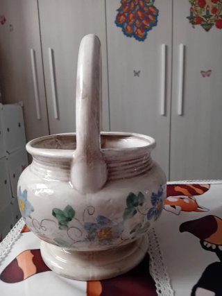 Cestino ceramica dipinto a mano anni '70