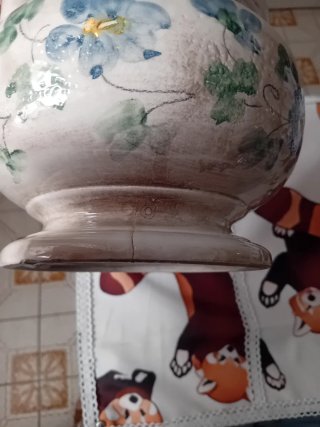 Cestino ceramica dipinto a mano anni '70
