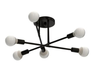 Lámpara Techo Goeco Negra 6 Luces