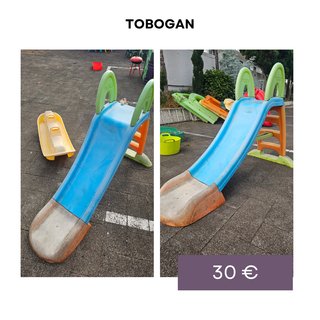 Tobogán de plástico azul y verde