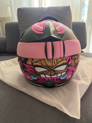 Casco Motocross Rosa y Negro