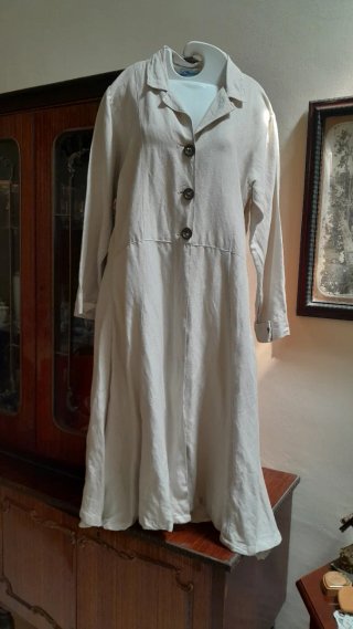 Vestito in lino e viscosa beige