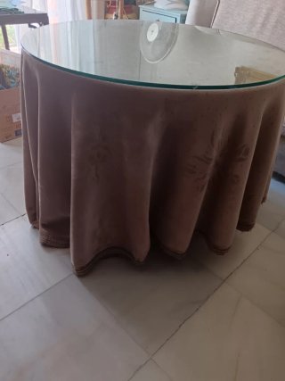 Mesa camilla de madera y cristal
