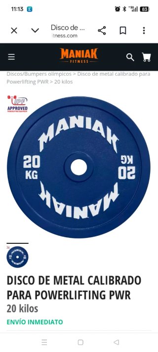 Disco Maniak Calibrado 20kg Powerlifting