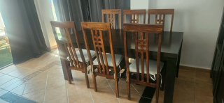 Sillas y mesa madera maciza