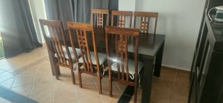Sillas y mesa madera maciza
