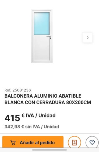 Puerta aluminio cristal blanca 80x200