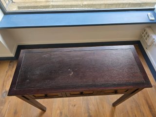Mesa consola recibidor madera oscura