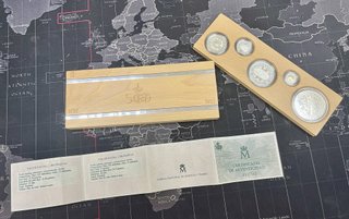Set 5 Monedas de Plata. Estuche V Centenario. 1990