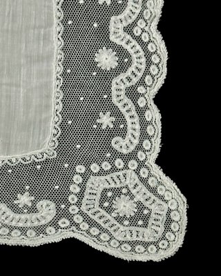 Pañuelo antiguo encaje Tambour