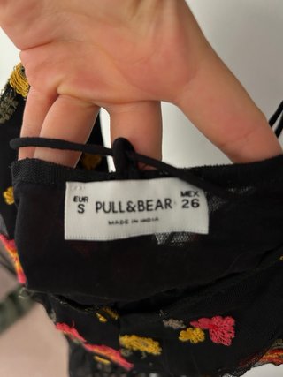 Top tulle ricamato Pull&Bear nero