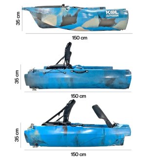 Kayak Doble Desmontable con Pedaleras y Ruedas