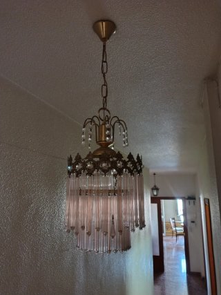 Lámpara colgante clásica metal y cristal