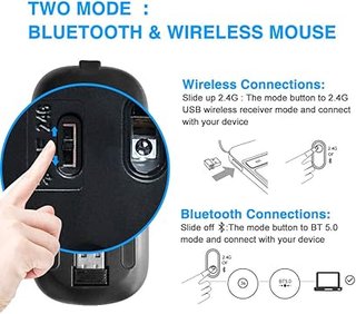 MMK Ratón inalámbrico Bluetooth 5.0 y 2.4G Recarga