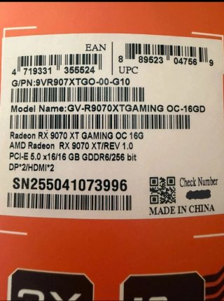 Gigabyte RX 9070 XT Gaming OC 16GB GDDR6