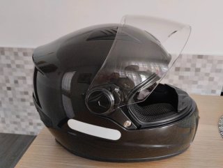 Casco integral moto negro brillante