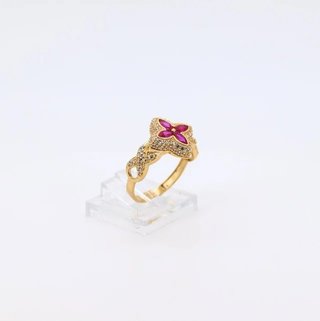 Anillo Oro Rosa Flor Circonitas