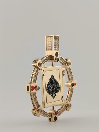 Colgante Oro Naipes Corazón Diamantes