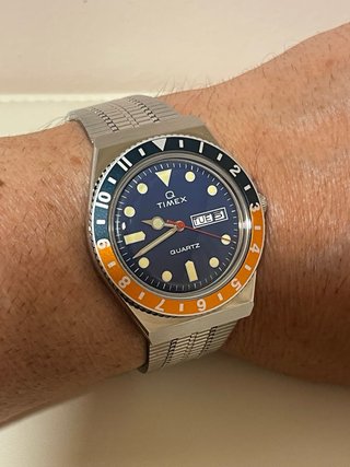 Reloj Q Timex Reissue 38mm Azul Naranja