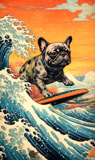 Poster La Grande Onda con Bulldog Frances