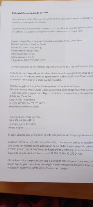 MATEMÁTICAS I. Casals. 1° BACH