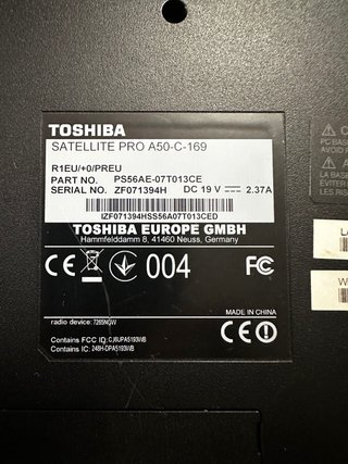 Ordenador portátil Toshiba Satellite Pro