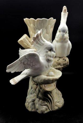 Precioso jarrón cacatúas Porcelana Miguel Requena