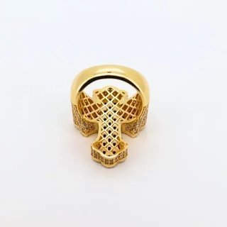 Anillo Cruz Oro y Zafiros Azules