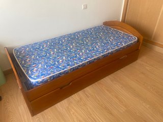 Cama nido madera roble 2 colchones