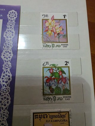 Lotto francobolli flora Polonia Laos Cambogia