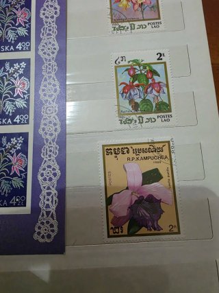 Lotto francobolli flora Polonia Laos Cambogia