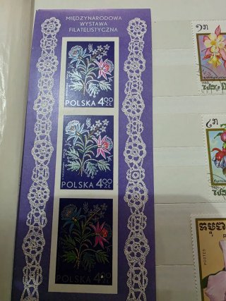 Lotto francobolli flora Polonia Laos Cambogia